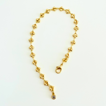 Gold Plated Decorative Chain Bracelet with CZ Charm - Lace Style