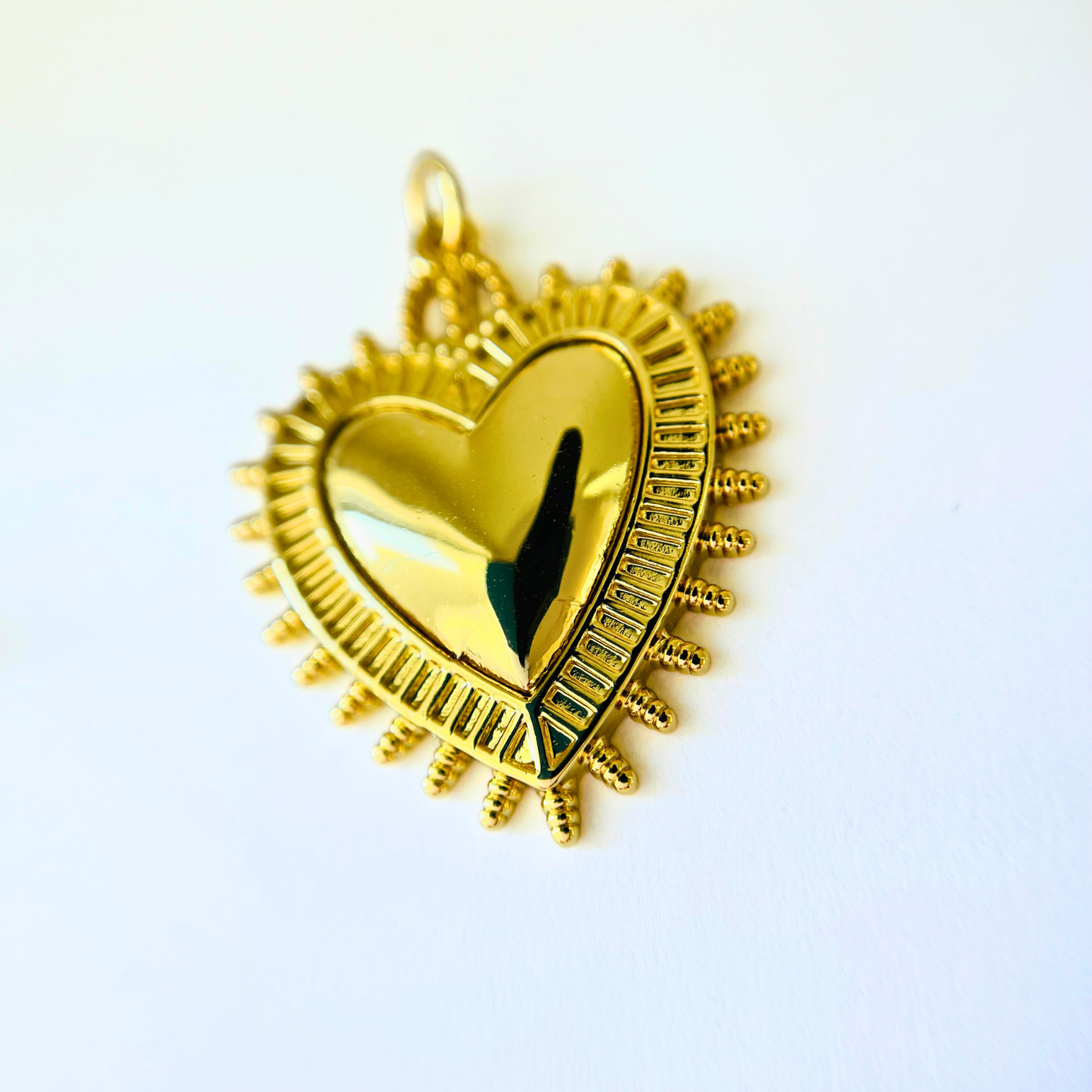 14K Gold Plated Big Heart Pendant | Chunky Statement Charm Pendant