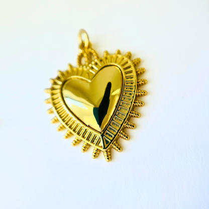 14K Gold Plated Big Heart Pendant | Chunky Statement Charm Pendant