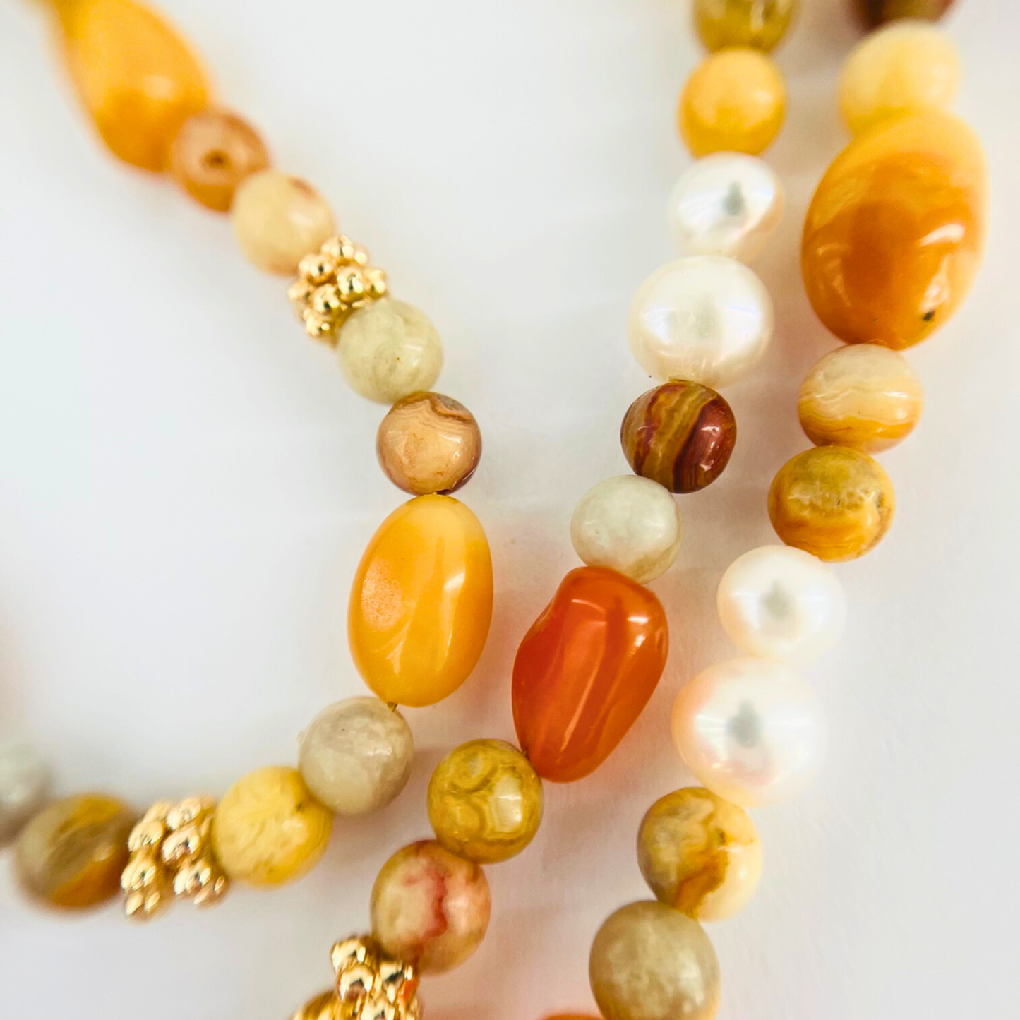 Crazy Lace Agate & Yellow Aventurine Natural Gemstone Necklace | Interchangeable Clasp