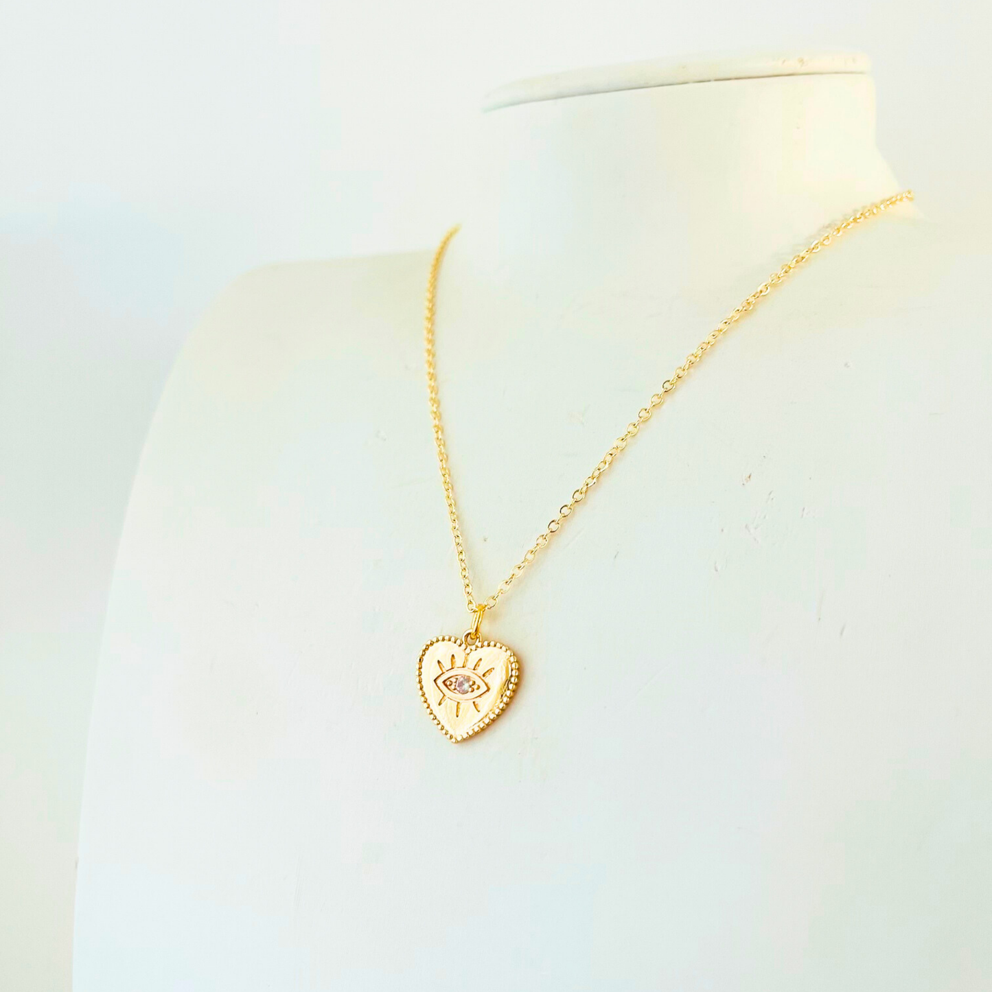CZ Evil Eye Heart Necklace | 14K Gold Plated | Handcrafted in Australia Necklace