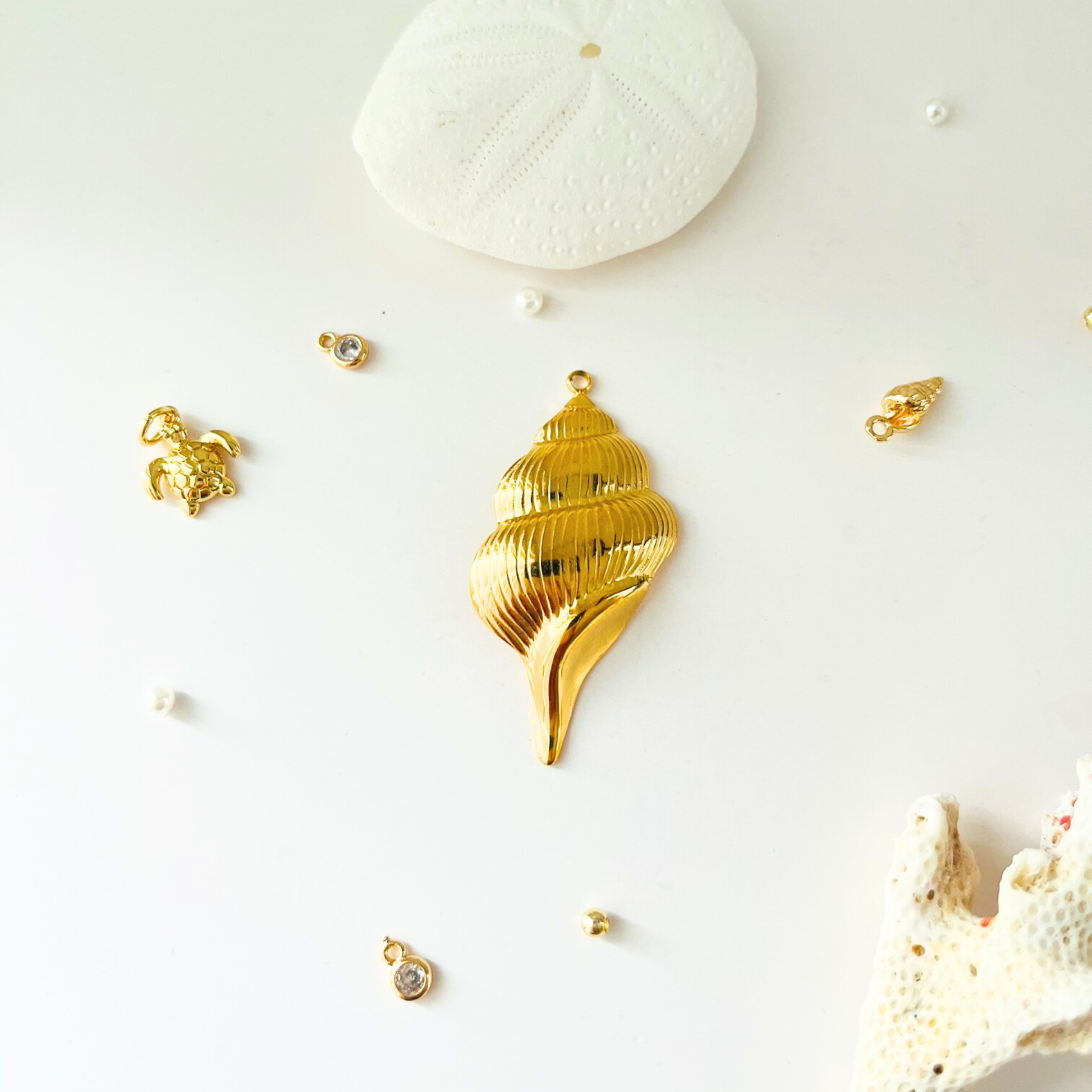 Ocean Treasures | Textured Conch Shell Pendant | 14K Gold Plated Pendant