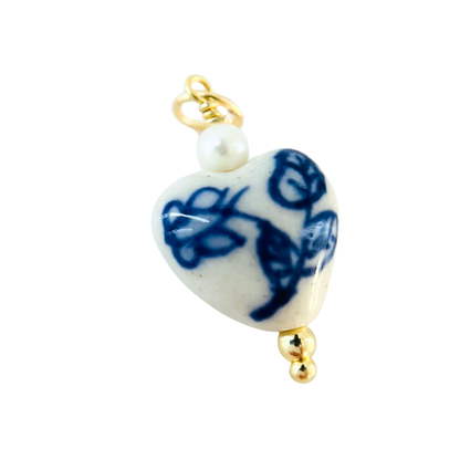 Heart Porcelain Charm Pendant - Interchangeable Pendant Only