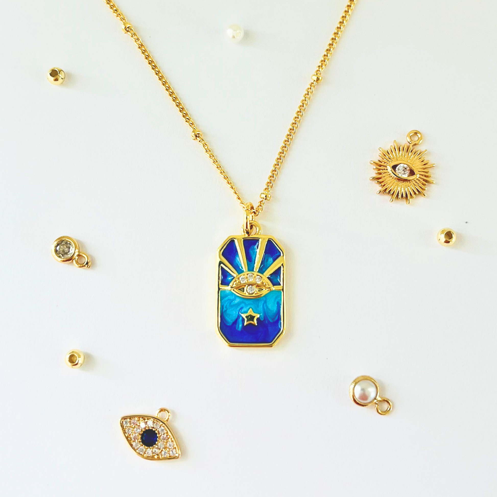 Blue Enamel Evil Eye Star Necklace | Gold Plated Protector Pendant Necklace