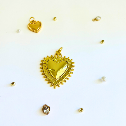 14K Gold Plated Big Heart Pendant | Chunky Statement Charm Pendant