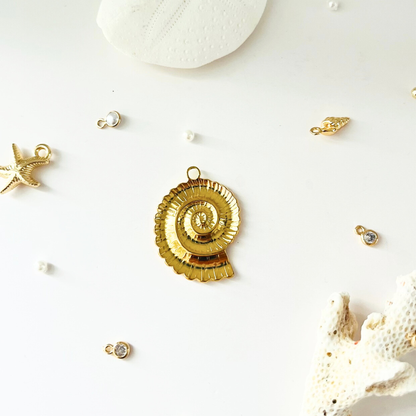 Ocean Treasures | 14K Gold Plated Nautilus Shell Charm | Interchangeable Pendant