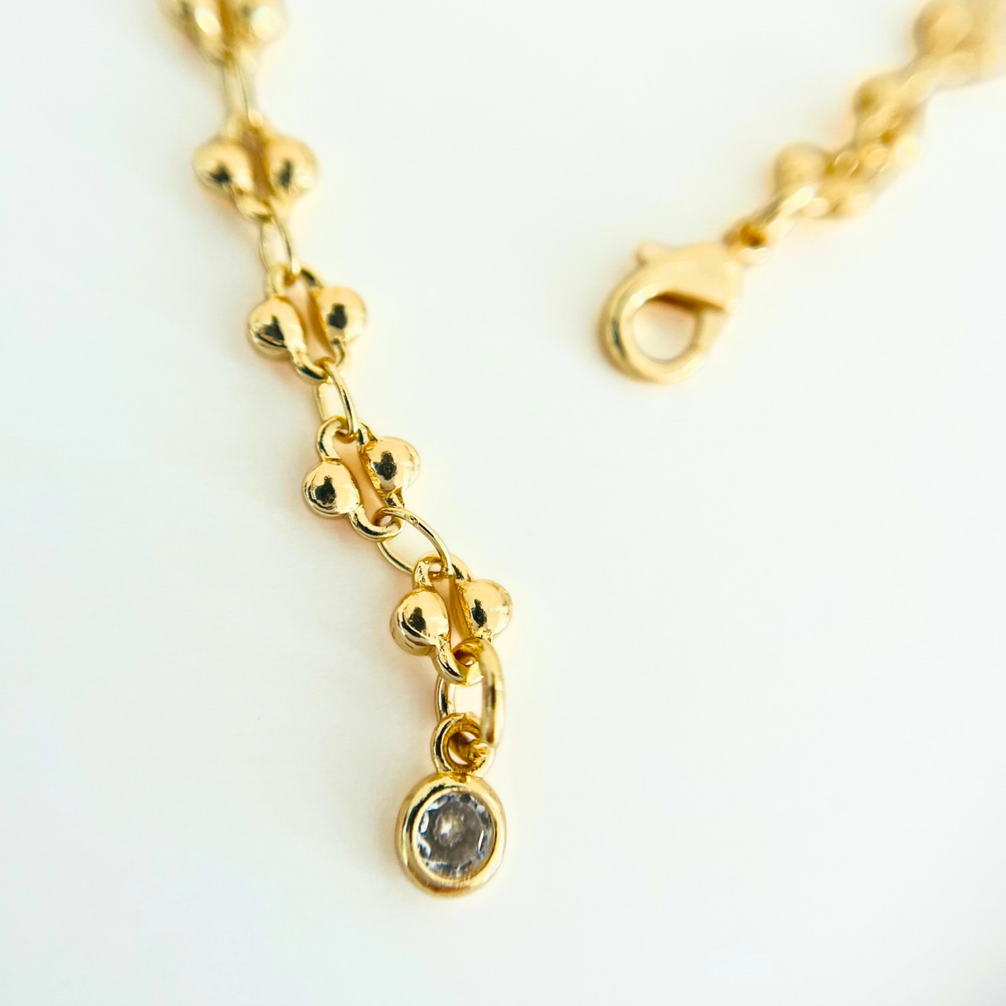 Gold Plated Decorative Chain Bracelet with CZ Charm - Lace Style