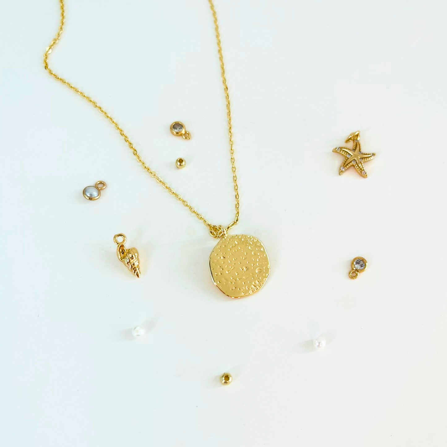Ocean Treasures | 14K Gold Plated Beach Sand & Scallop Shell Necklace Necklace