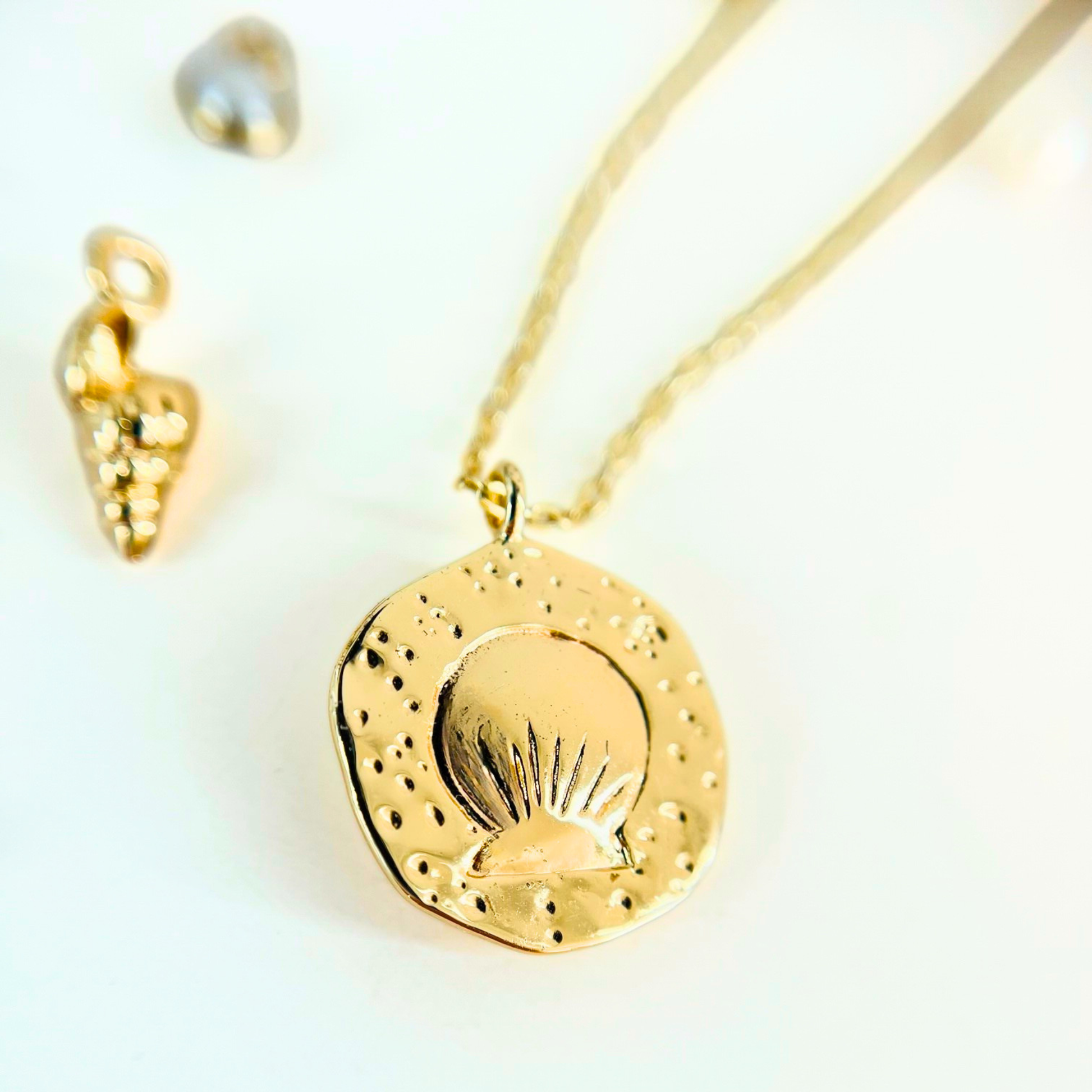 Ocean Treasures | 14K Gold Plated Beach Sand & Scallop Shell Necklace Necklace