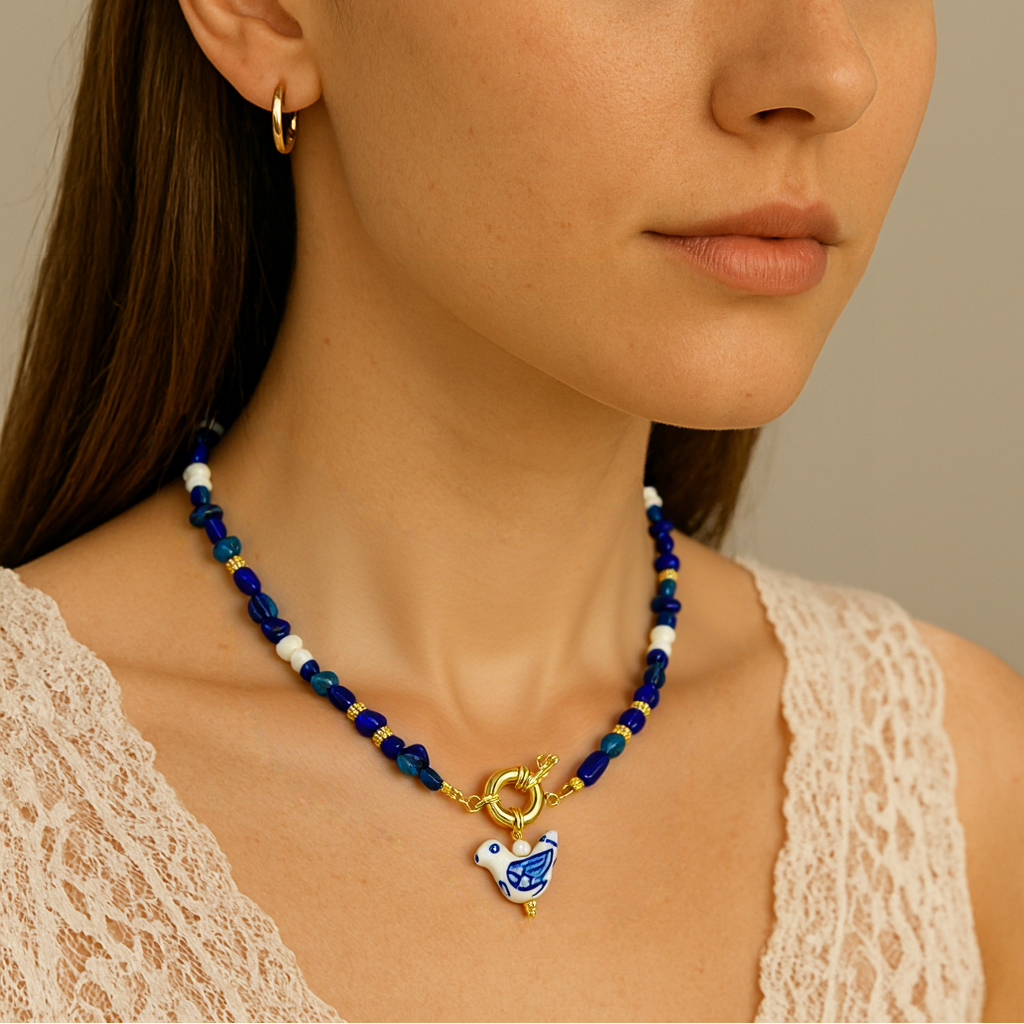 Bird Porcelain Charm Pendant - Interchangeable Pendant Only