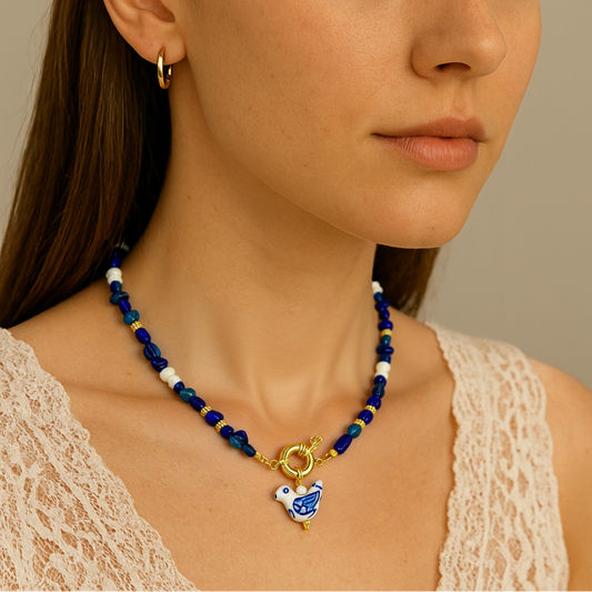 Bird Porcelain Charm Pendant - Interchangeable Pendant Only