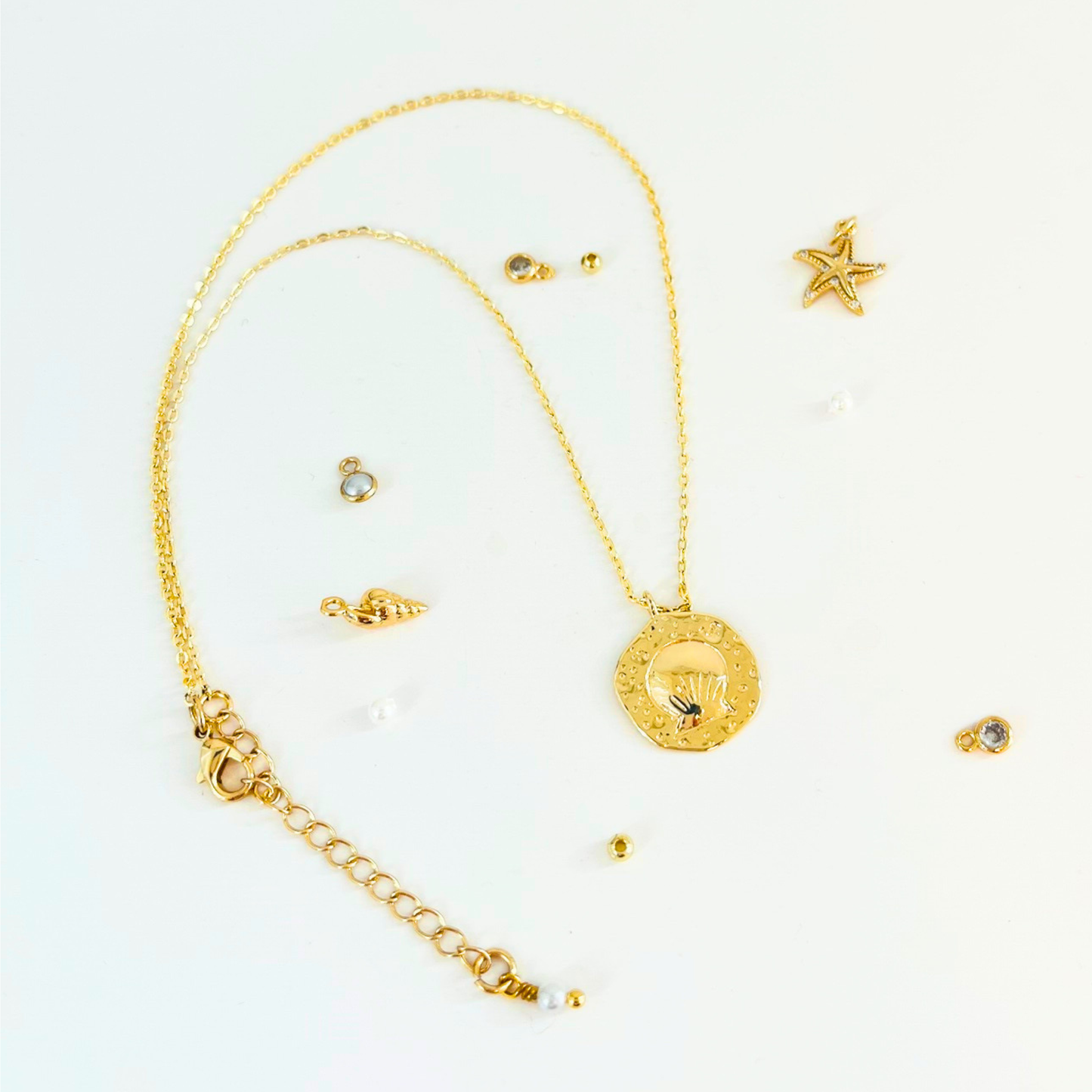 Ocean Treasures | 14K Gold Plated Beach Sand & Scallop Shell Necklace Necklace