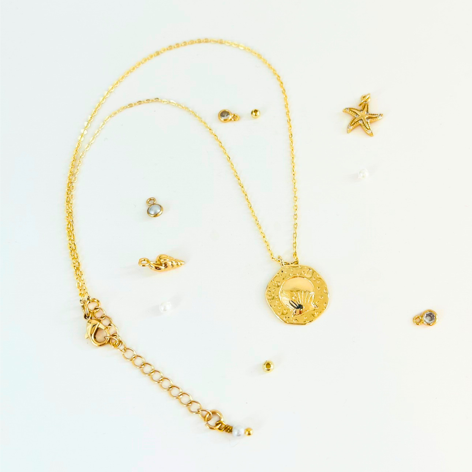 Ocean Treasures | 14K Gold Plated Beach Sand & Scallop Shell Necklace Necklace
