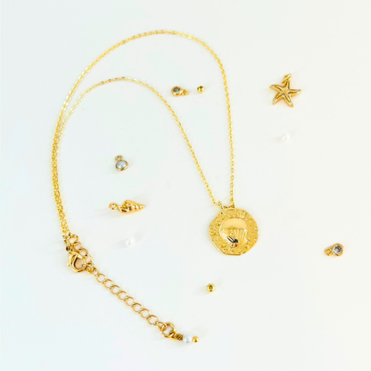 Ocean Treasures | 14K Gold Plated Beach Sand & Scallop Shell Necklace Necklace