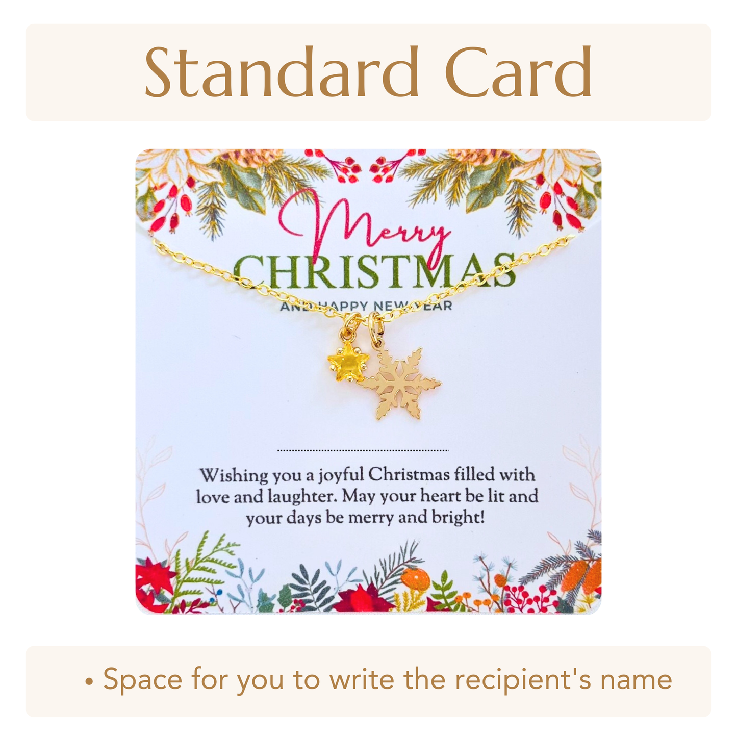 Gold Star Christmas Necklace - Snowflake, Pinecone & Reindeer Charm