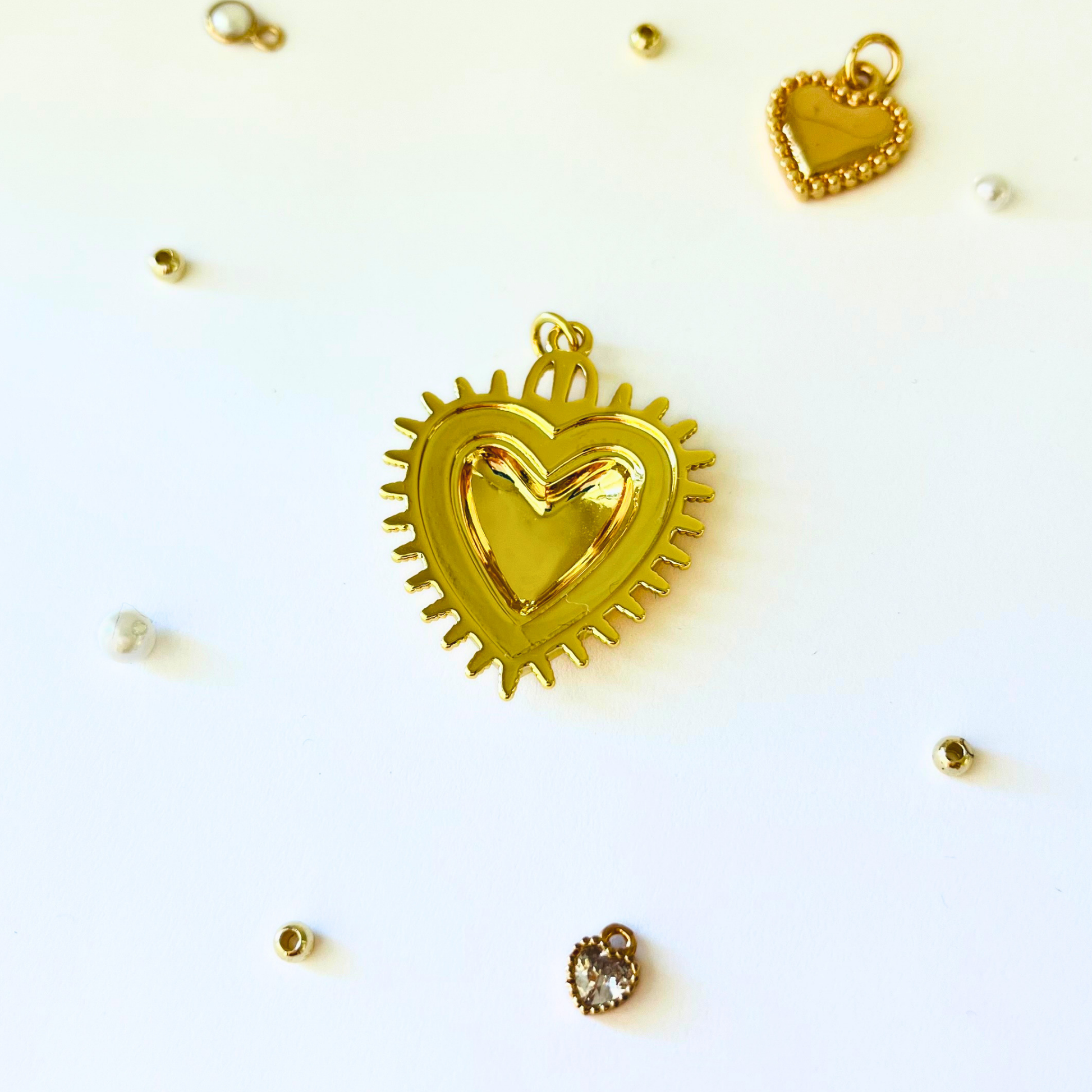 14K Gold Plated Big Heart Pendant | Chunky Statement Charm Pendant