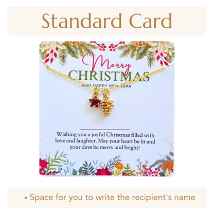 Red Star Christmas Necklace - Snowflake, Pinecone & Reindeer Charm