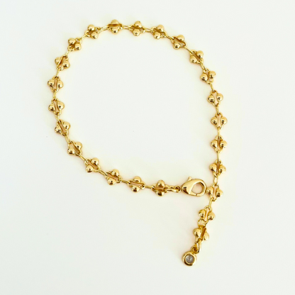 Gold Plated Decorative Chain Bracelet with CZ Charm - Lace Style