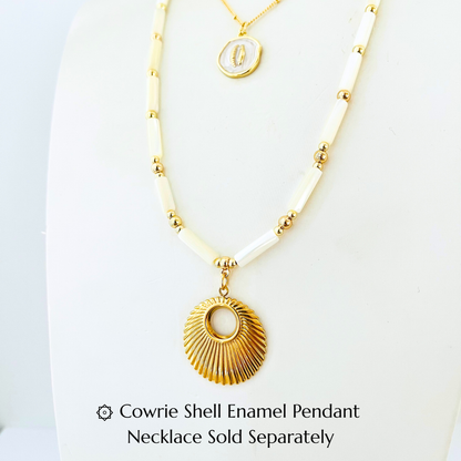 Natural Shell Necklace | Gold Plated Sunburst Pendant Necklace Gemstone Necklace