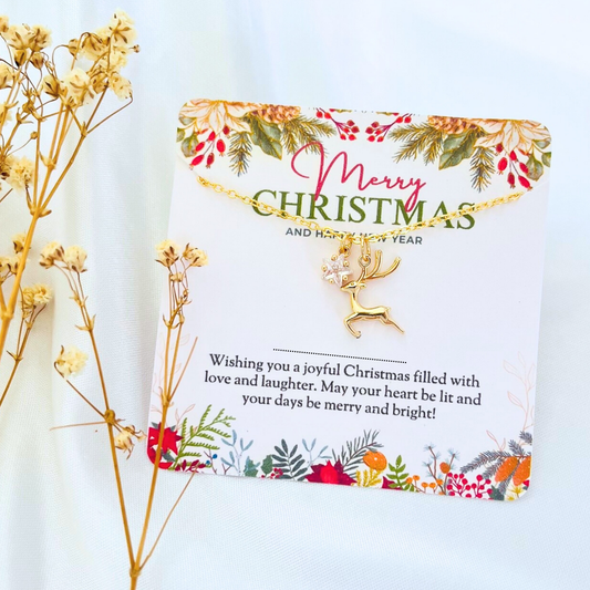 Clear Star Christmas Necklace - Snowflake, Pinecone & Reindeer Charm