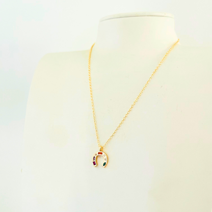 Gemstone CZ Horseshoe Pendant Necklace | Gold Pendant Necklace