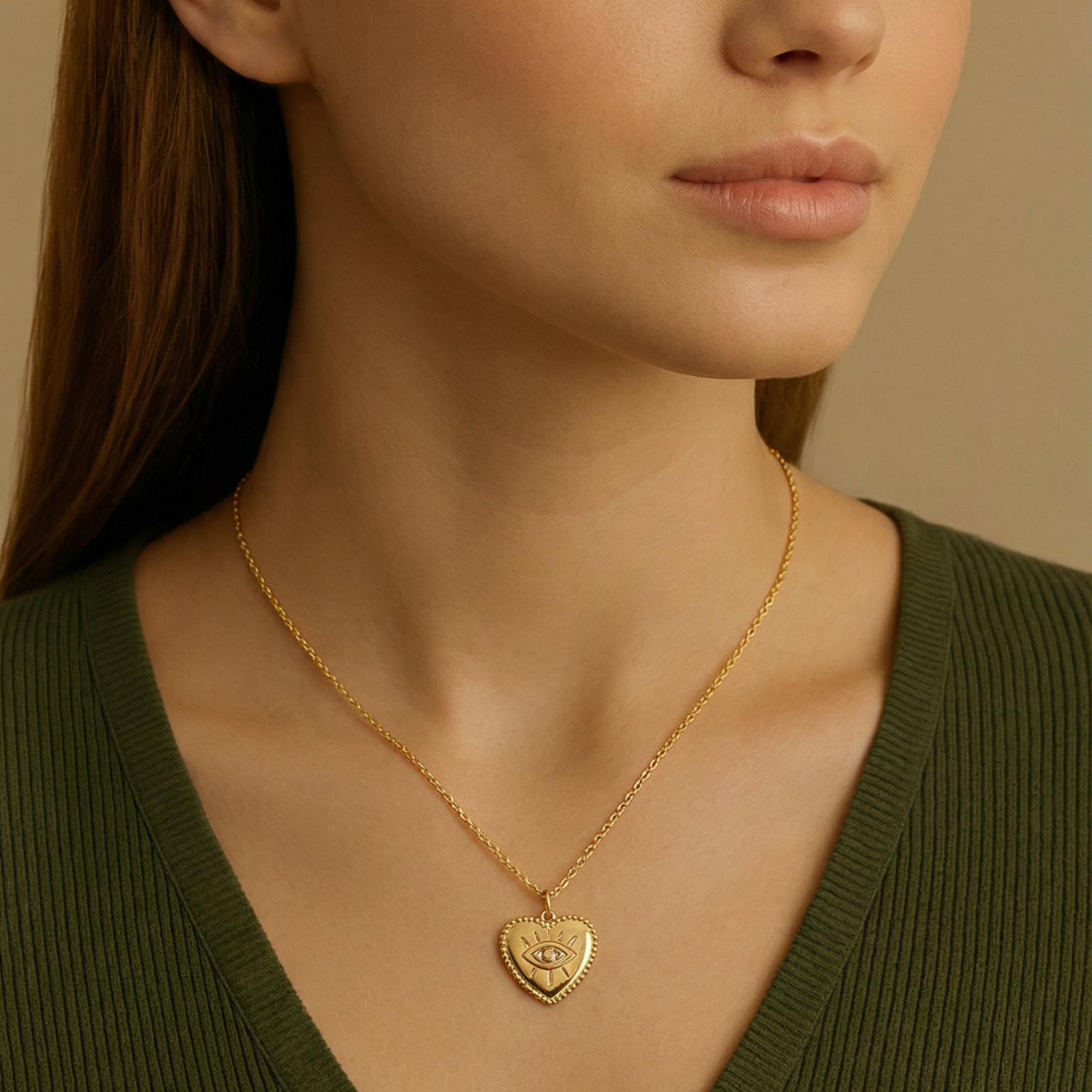CZ Evil Eye Heart Necklace | 14K Gold Plated | Handcrafted in Australia Necklace