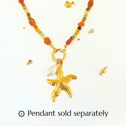 Crazy Lace Agate & Yellow Aventurine Natural Gemstone Necklace | Interchangeable Clasp