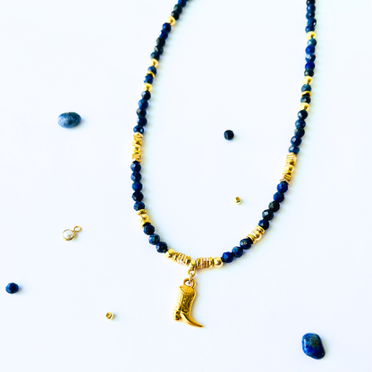 Lapis Lazuli Gemstone Necklace | Gold Plated boots Pendant Gemstone Necklace