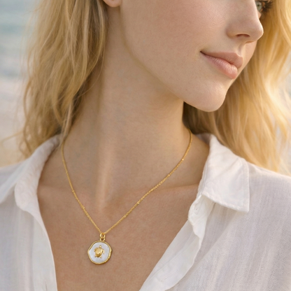 Ocean Charm Turtle Enamel Pendant Necklace - Gold Plated Layering Jewellery