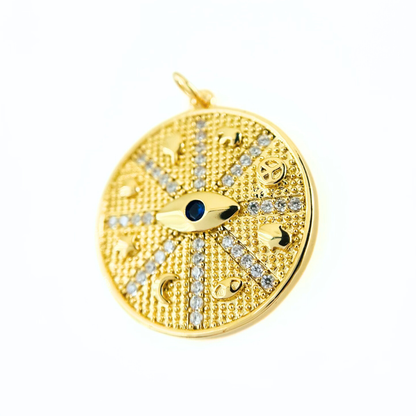 Guardian Evil Eye Symbols Round Pendant - Protection Jewelry