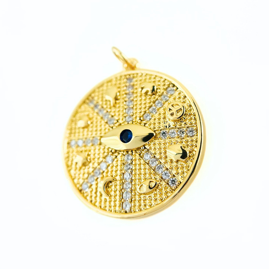 Guardian Evil Eye Symbols Round Pendant - Protection Jewelry