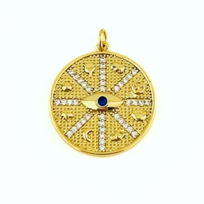 Guardian Evil Eye Symbols Round Pendant - Protection Jewelry