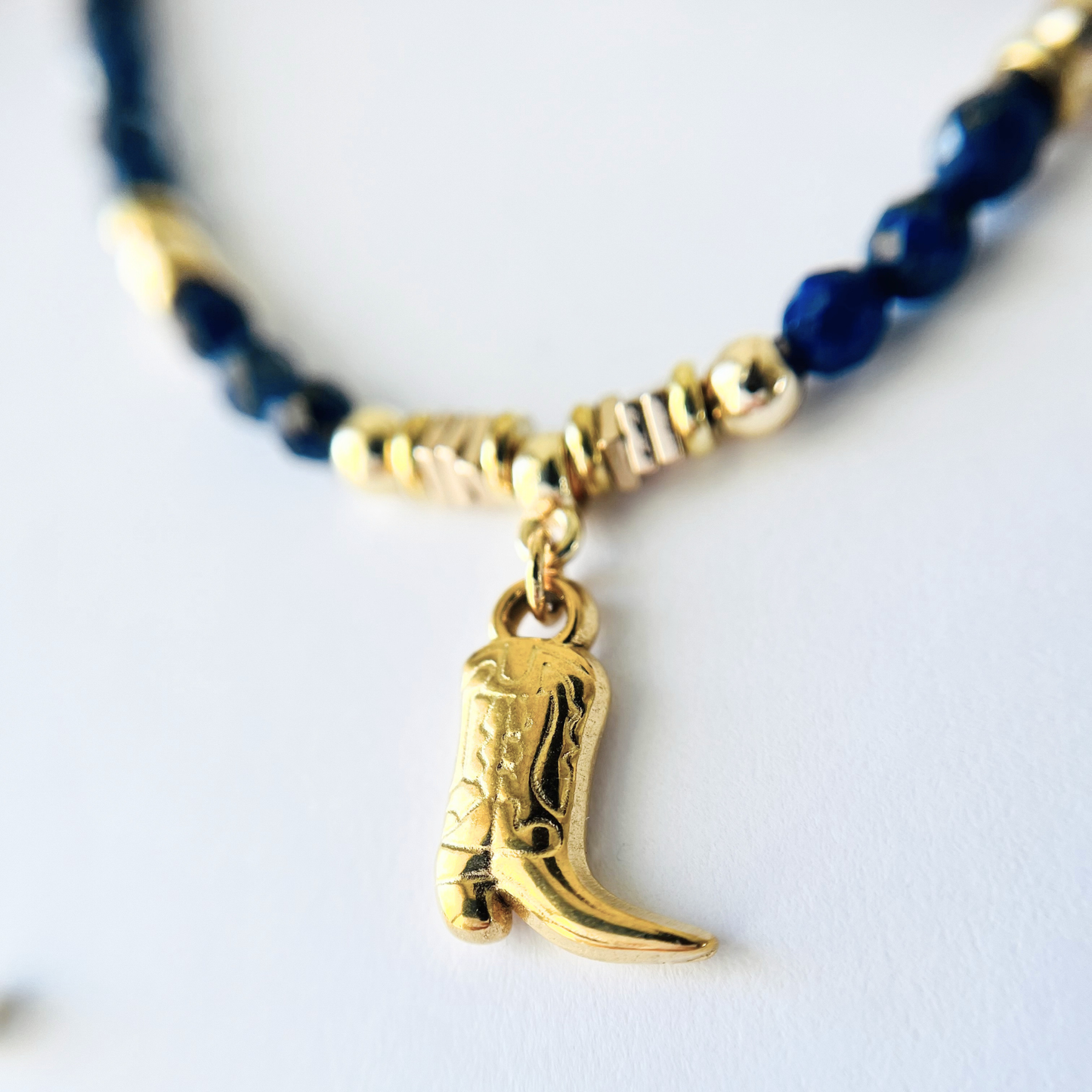 Lapis Lazuli Gemstone Necklace | Gold Plated boots Pendant Gemstone Necklace