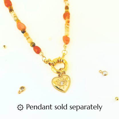 Crazy Lace Agate & Yellow Aventurine Natural Gemstone Necklace | Interchangeable Clasp