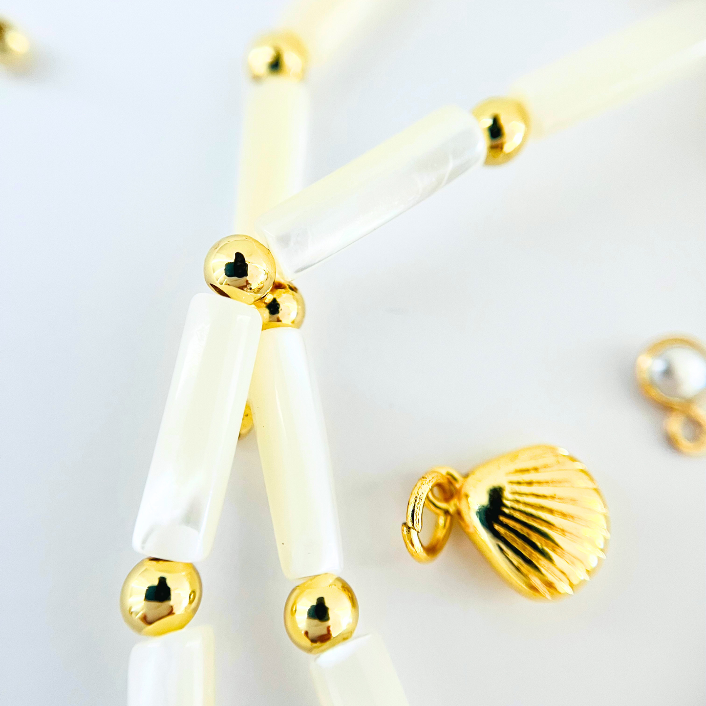 Natural Shell Necklace | Gold Plated Sunburst Pendant Necklace Gemstone Necklace