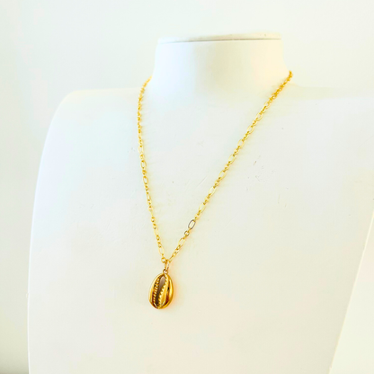Ocean Charm Cowrie Shell Pendant Necklace -  14K Gold Plated Layering Jewellery