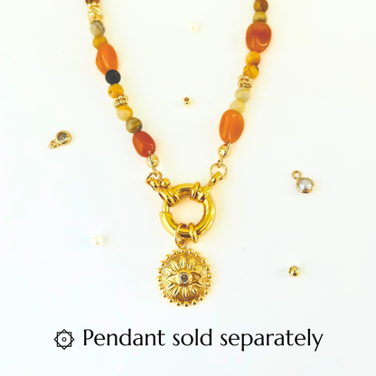 Crazy Lace Agate & Yellow Aventurine Natural Gemstone Necklace | Interchangeable Clasp