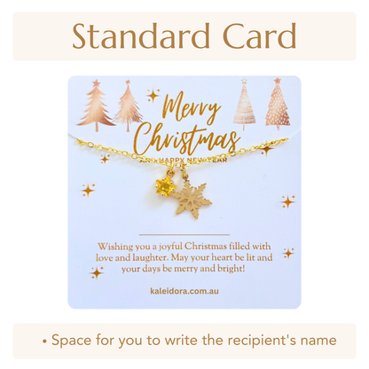 Gold Star Christmas Necklace with Gold Card - Snowflake, Pinecone & Reindeer Charm