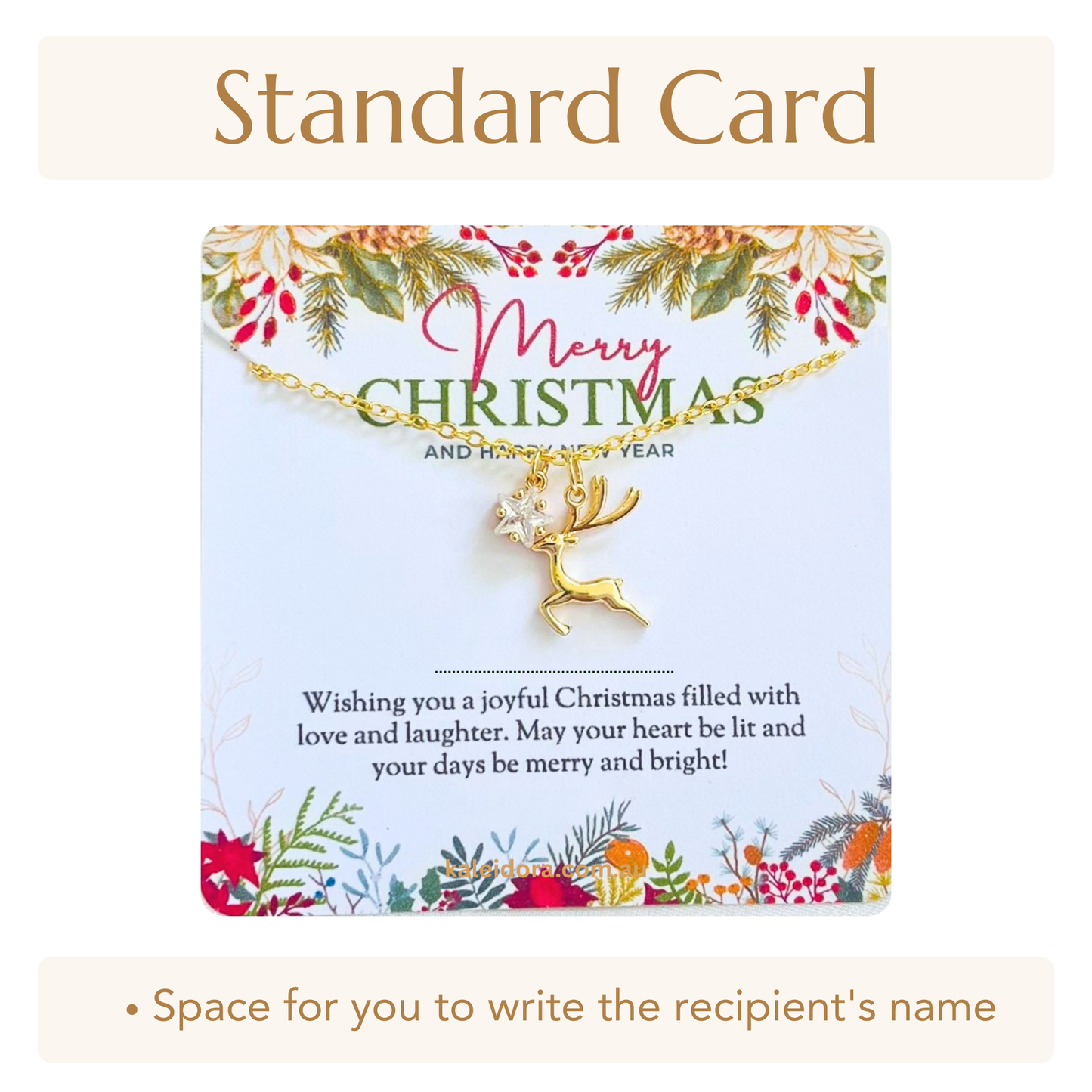 Clear Star Christmas Necklace - Snowflake, Pinecone & Reindeer Charm