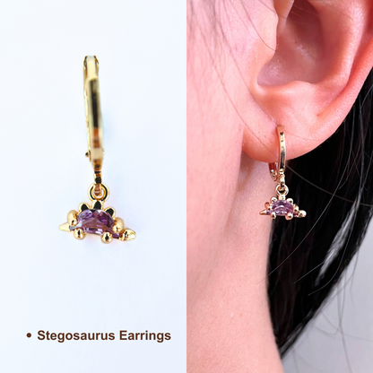 Dinosaur Earrings - Gold Plated Hoop Earrings with T-Rex & Dino Charms