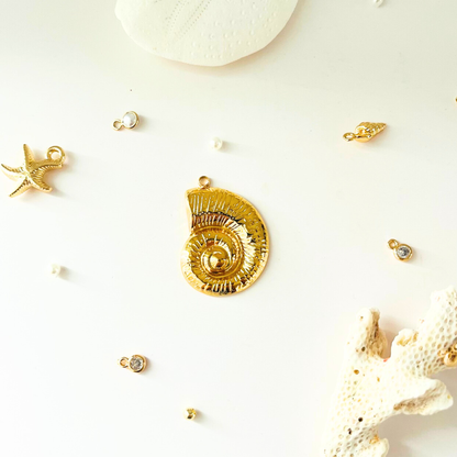 Gold Plated Nautilus Shell Charm Pendant Ocean Treasures - Interchangeable Pendant
