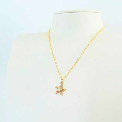 Starfish Pendant Necklace - Gold Plated Beach Jewellery