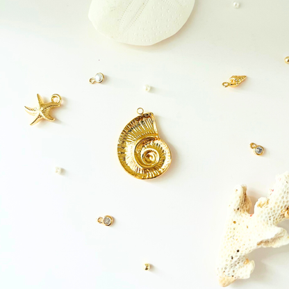 Gold Plated Nautilus Shell Charm Pendant Ocean Treasures - Interchangeable Pendant
