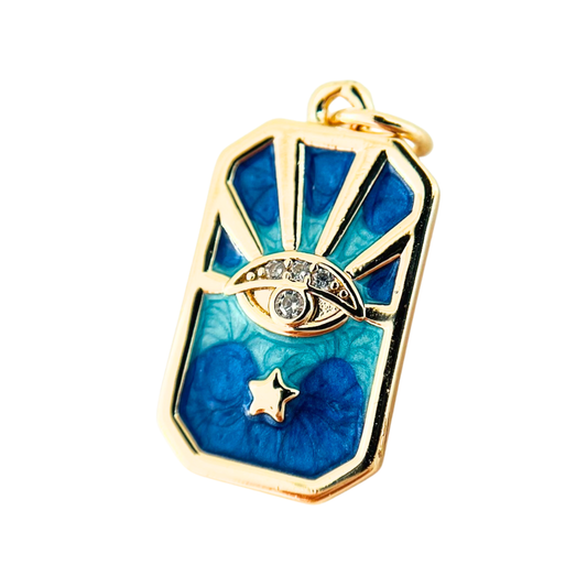 Blue Enamel Evil Eye Star Gold Plated Pendant
