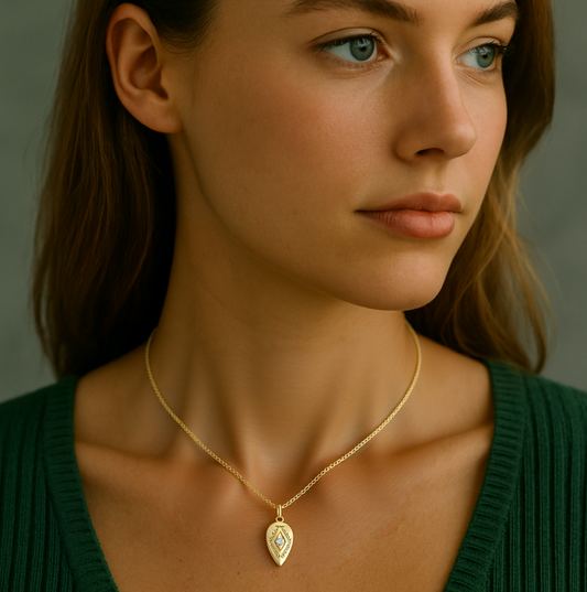 Evil Eye Tear Drop Pendant Necklace - Gold Plated Protection Jewellery