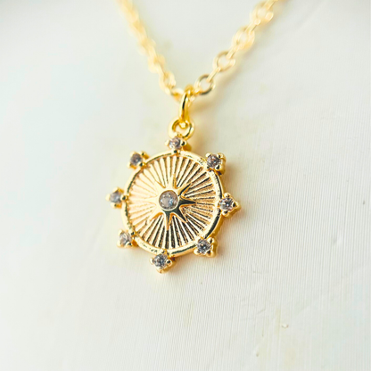 CZ Eight-Pointed Star Pendant Necklace - Gold Plated Layering Jewellery Necklace