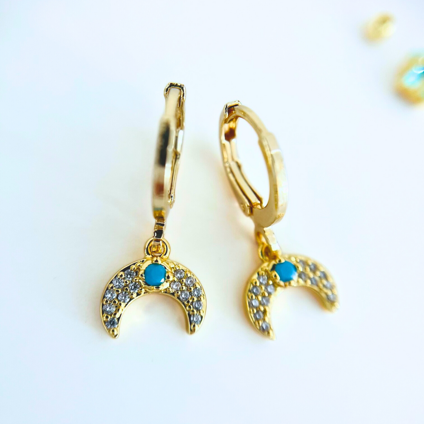 CZ Moon Gold Plated Huggie Hoop earrings