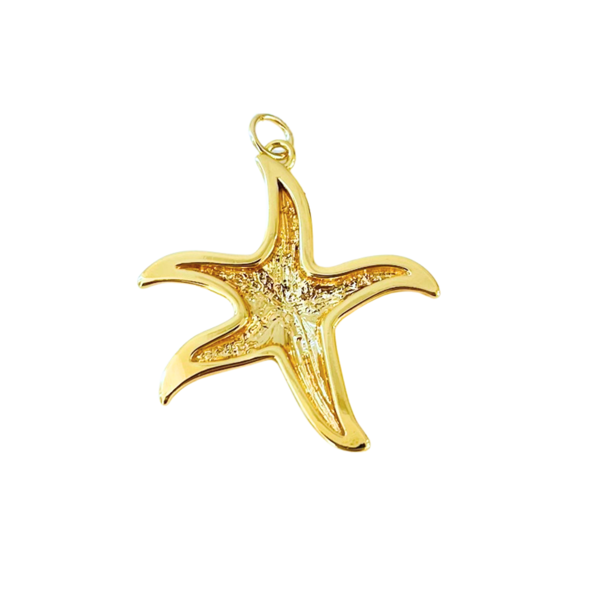 Gold starfish pendant back on a white background