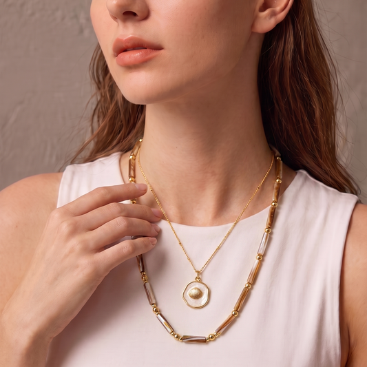 Brown Natural Shell Necklace Gemstone Necklace