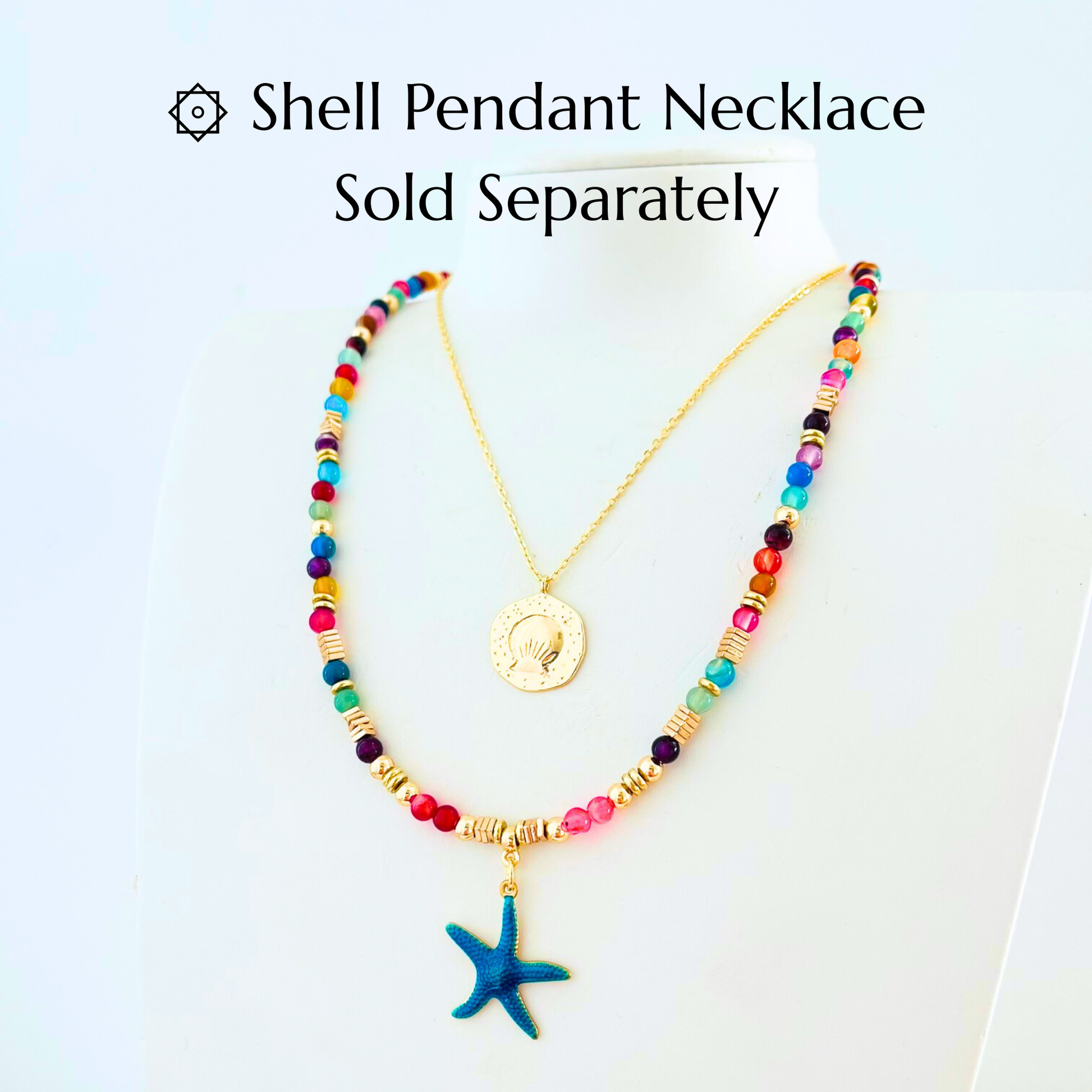Colourful Agate & Natural Gemstone Necklace | Blue Starfish Pendant | Ocean Collection Gemstone Necklace